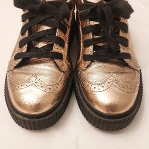 TUK Rose Gold Leather Brogues
